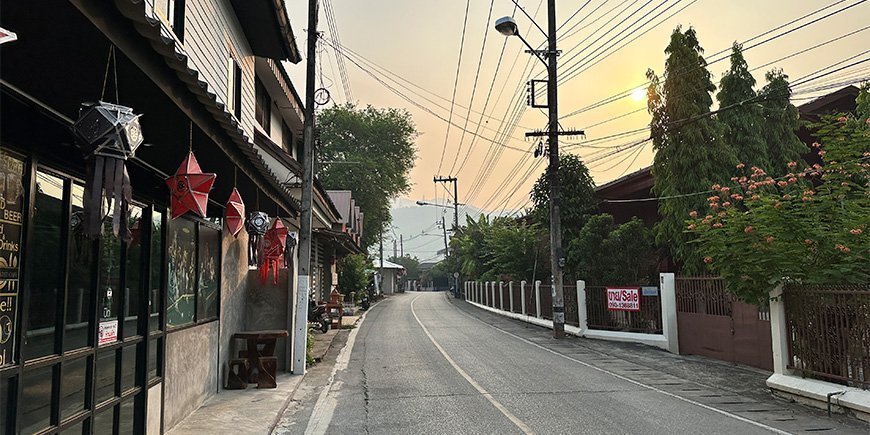 Sunrise in the streets of Mae Sariang