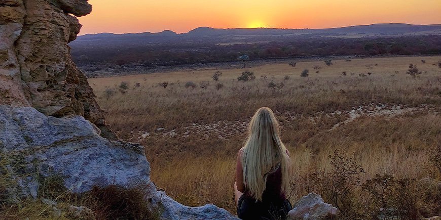 Woman looking at the beautiful view in Isalo National Park
