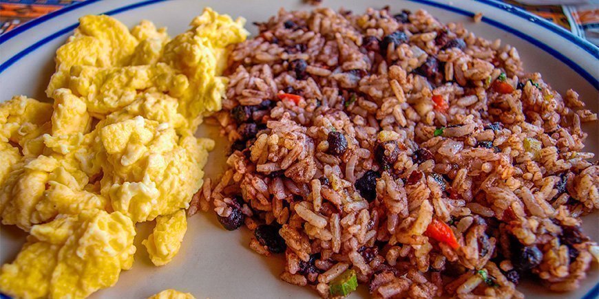Gallo Pinto with scrambled eggs