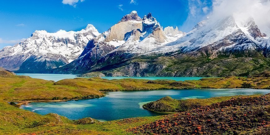 Spring in beautiful Torres del Paine National Park in Chile