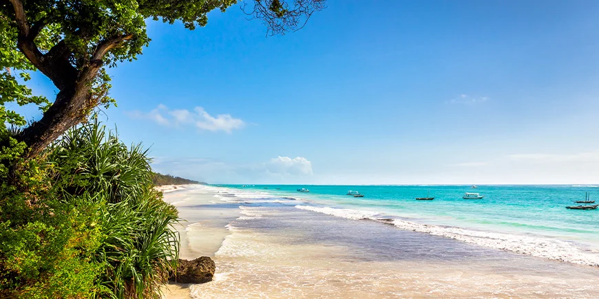 Beautiful Diani Beach on the Kenyan coast