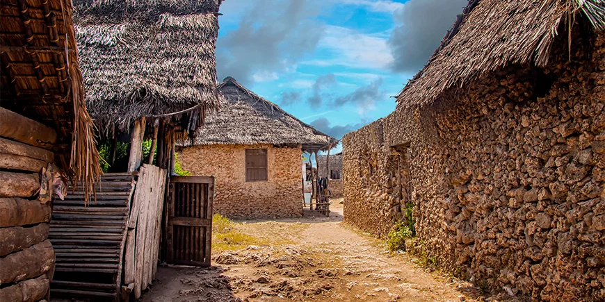 Beautiful day in a village on Wasini Island near Mombasa in Kenya