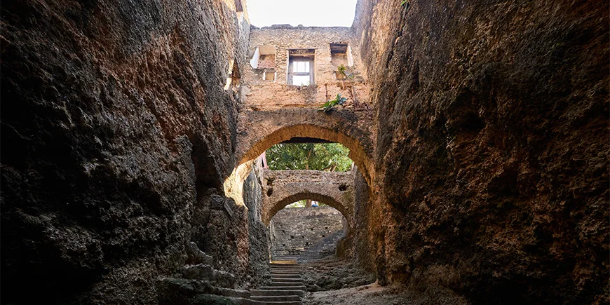 Stairs from the caves in Fort Jesus in Mombasa