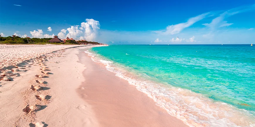 Footprints in the sand at Playa del Carmen