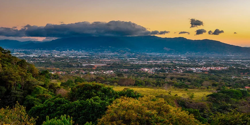 View of Central Valley and San Jose at sunset