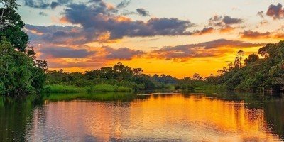 Sunset over the Amazon River